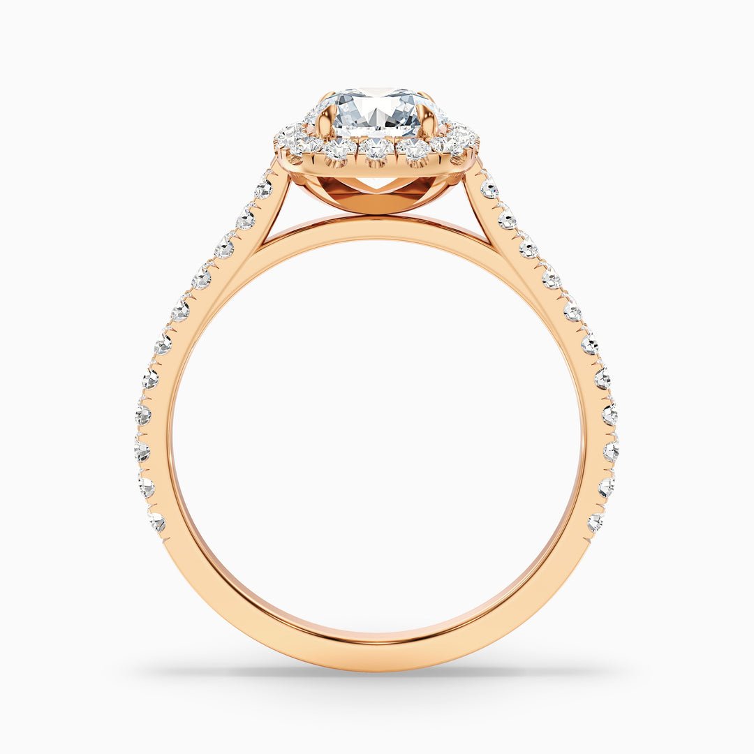Nia 2 Carat Round Halo Pave Lab Grown Engagement Ring in Platinum - Side View