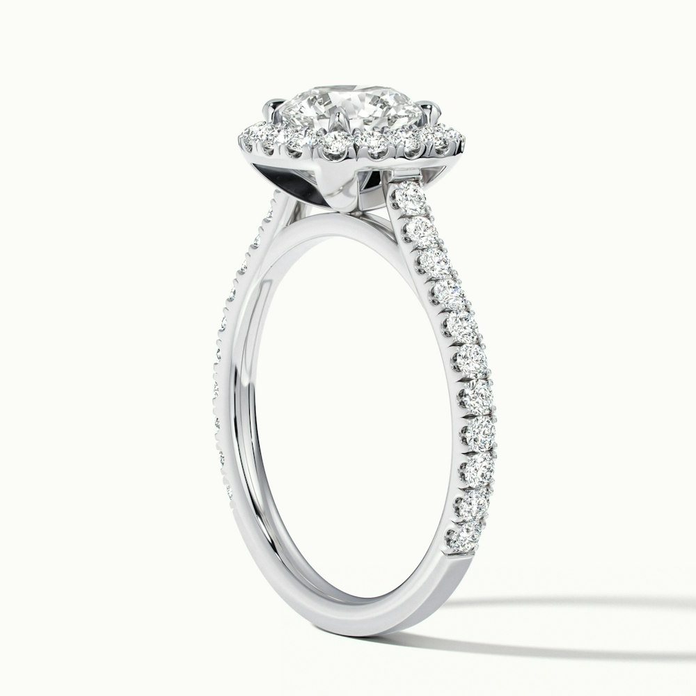 Nia 2.5 Carat Round Halo Pave Lab Grown Engagement Ring in 18k White Gold