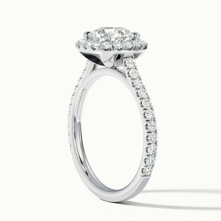 Anika 4.5 Carat Round Halo Pave Moissanite Diamond Ring in Platinum