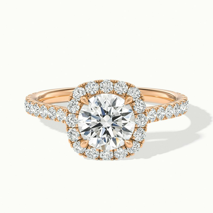 Anika 3.5 Carat Round Halo Pave Moissanite Diamond Ring in 14k Rose Gold