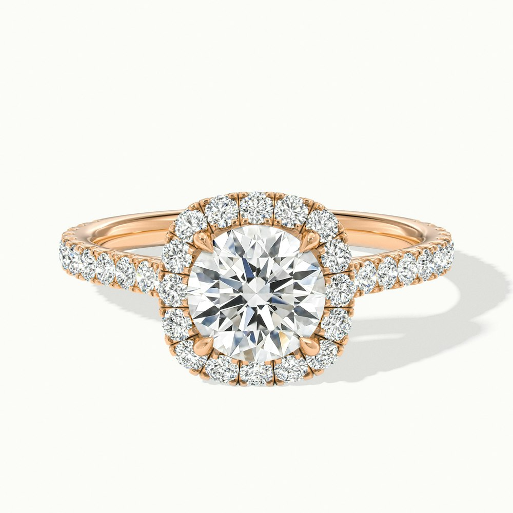 Anika 5 Carat Round Halo Pave Moissanite Diamond Ring in 10k Rose Gold