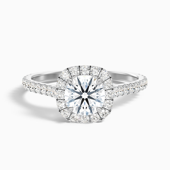 shea 10 carat round halo pave moissanite diamond ring in 925 sterling silver - Front View