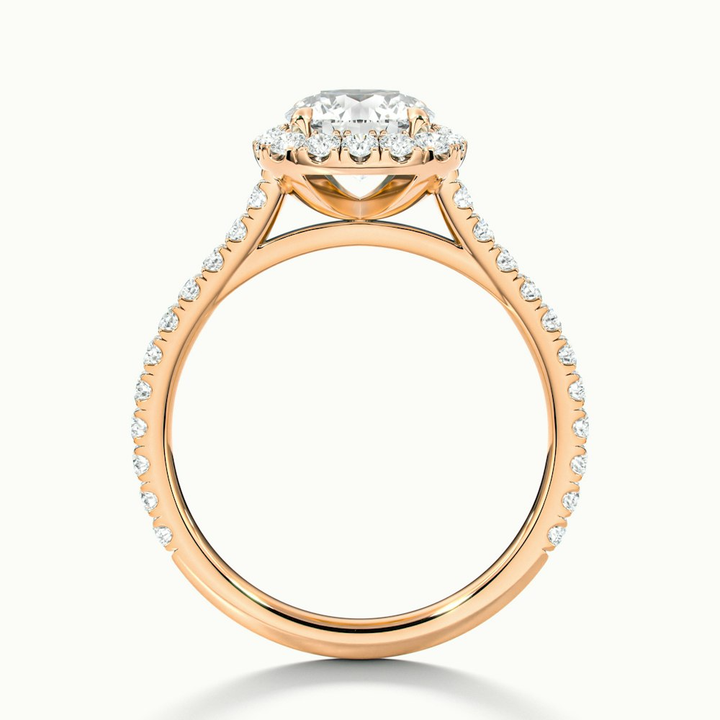 Anika 1 Carat Round Halo Pave Moissanite Diamond Ring in 14k Rose Gold