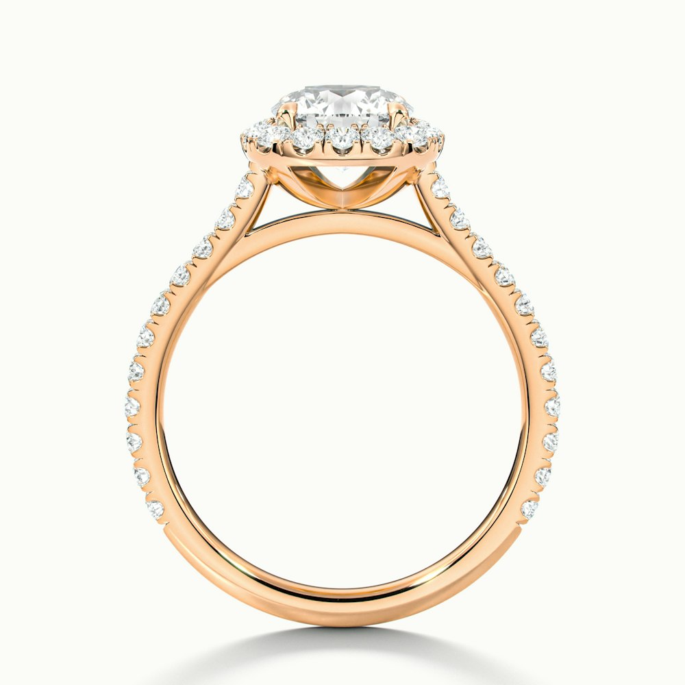 Shea 10 Carat Round Halo Pave Moissanite Diamond Ring in 18k Rose Gold