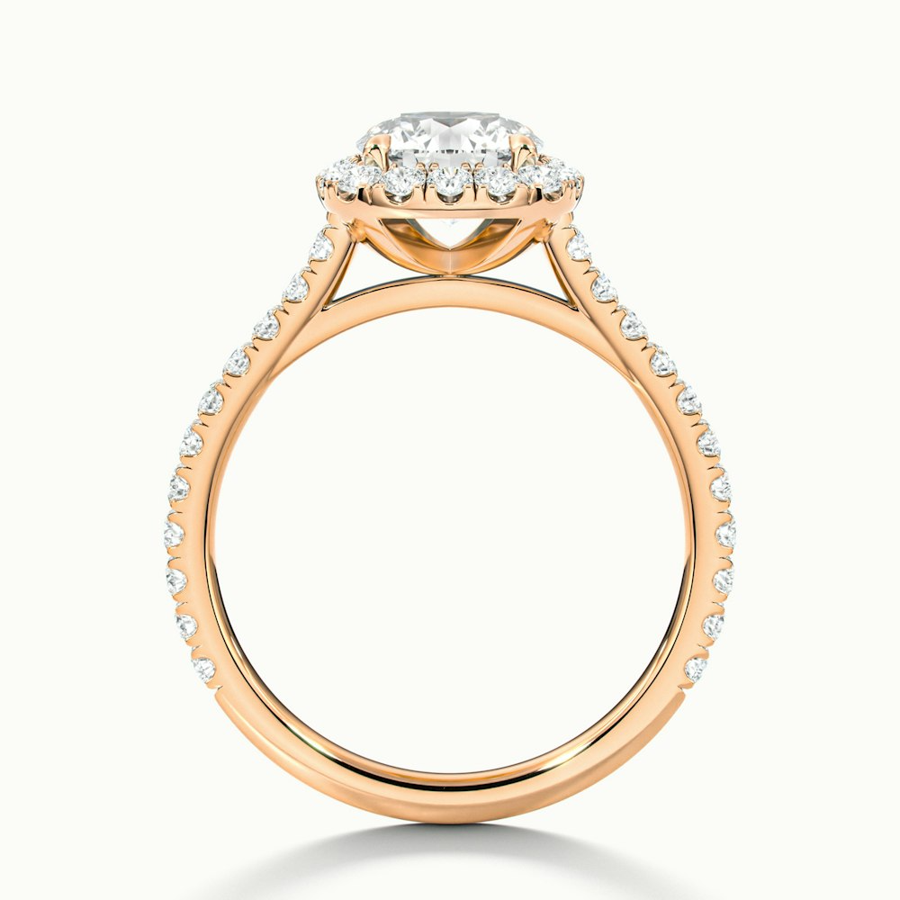 Anika 3 Carat Round Halo Pave Moissanite Diamond Ring in 18k Rose Gold