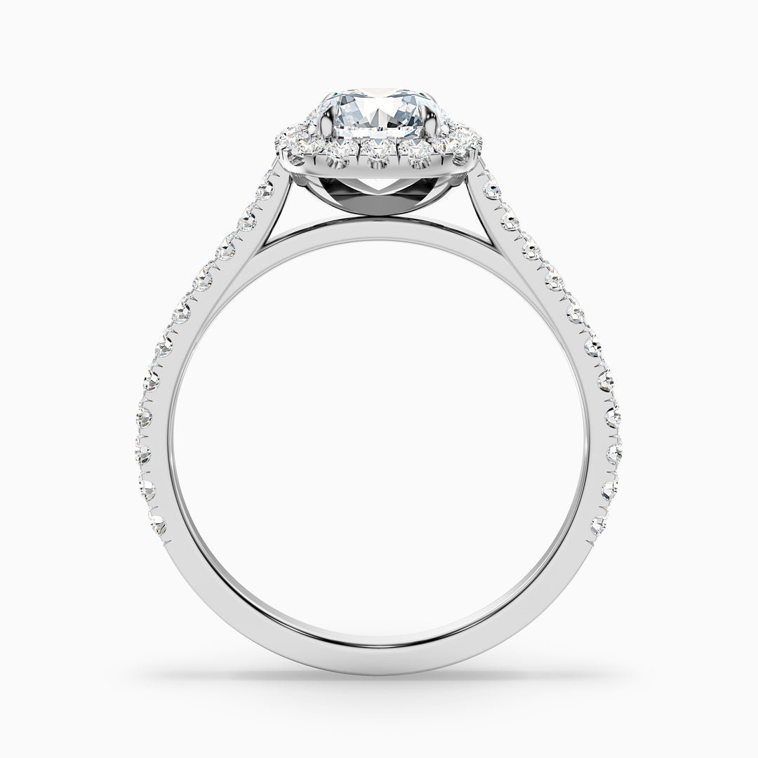 Nia 3.5 Carat Round Halo Pave Lab Grown Engagement Ring in 10k White Gold - Side View