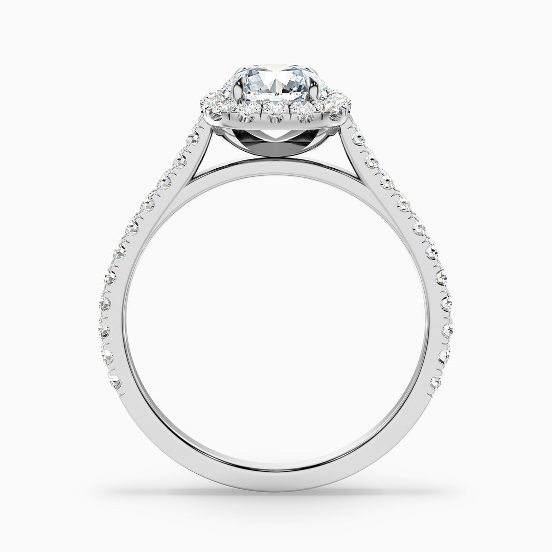 Nia 2 Carat Round Halo Pave Lab Grown Engagement Ring in Platinum - Side View
