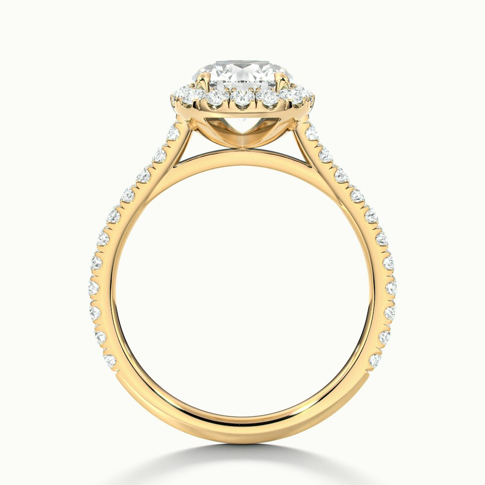 Shea 10 Carat Round Halo Pave Moissanite Diamond Ring in 10k Yellow Gold