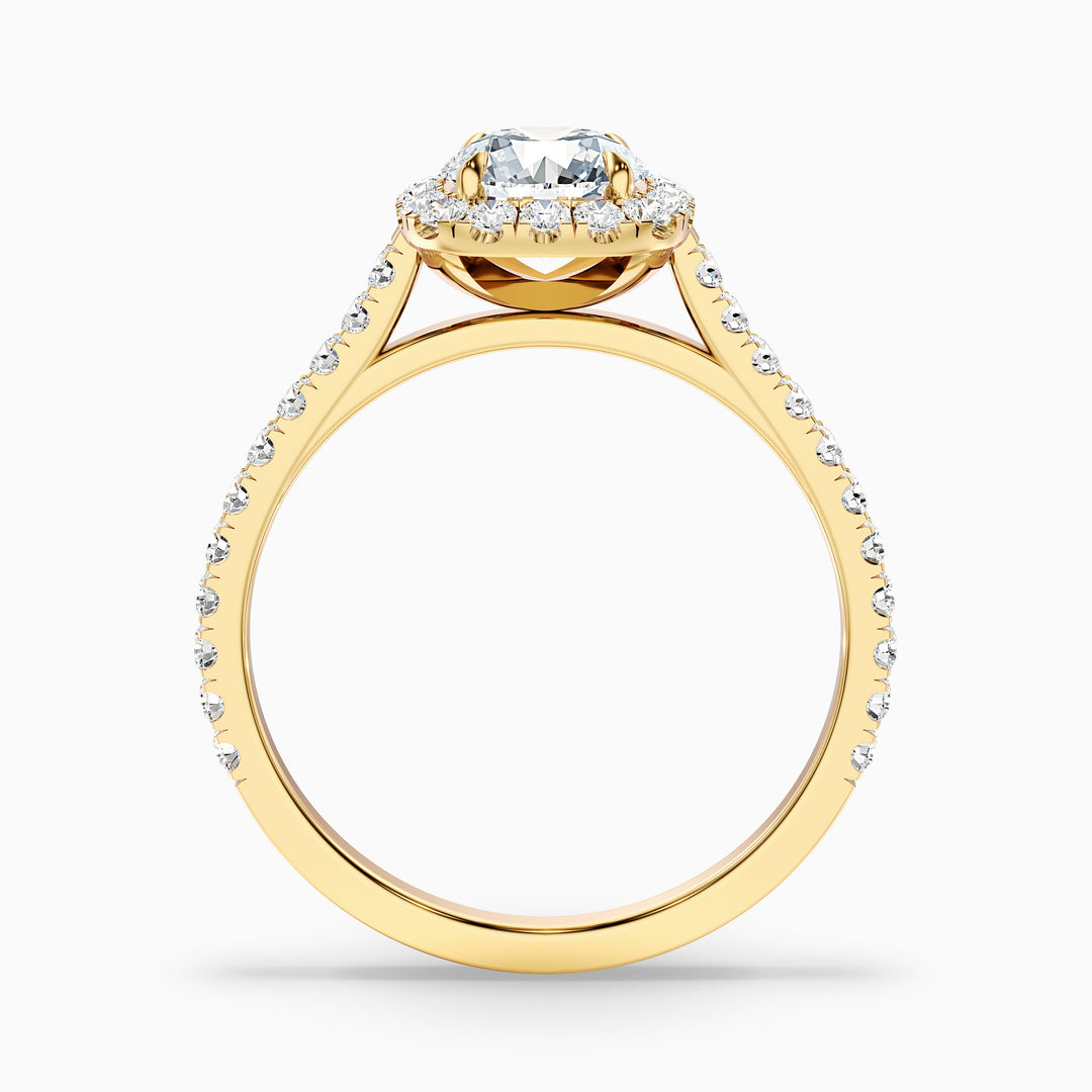 Nia 4 Carat Round Halo Pave Lab Grown Engagement Ring in 18k White Gold - Side View