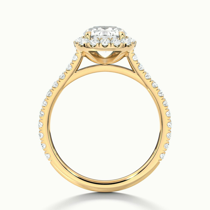 Nia 1 Carat Round Halo Pave Lab Grown Engagement Ring in 18k Yellow Gold