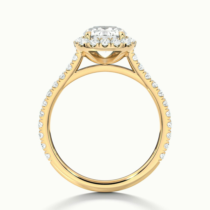Anika 3.5 Carat Round Halo Pave Moissanite Diamond Ring in 10k Yellow Gold