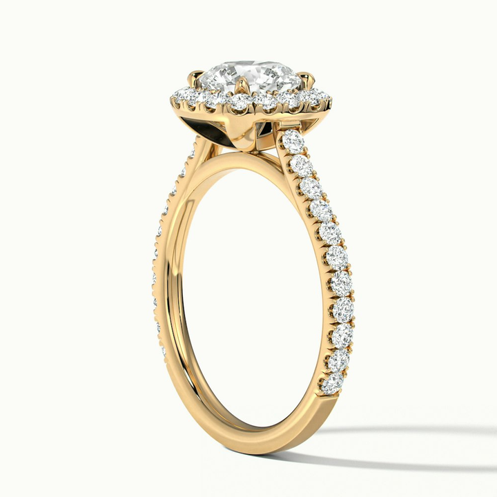 Nia 1.5 Carat Round Halo Pave Lab Grown Engagement Ring in 18k Yellow Gold