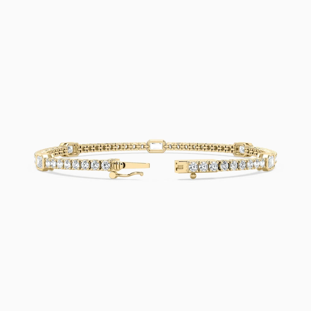 Ivory Emerald And Round Cut Lab Grown Diamond Tennis Bracelet