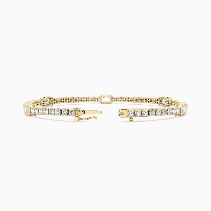 Ivory Emerald And Round Cut Lab Grown Diamond Tennis Bracelet