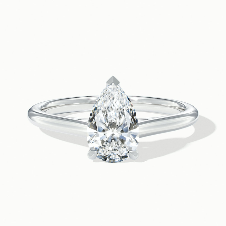 Cherri 3.5 Carat Pear Shaped Solitaire Lab Grown Engagement Ring in 10k White Gold