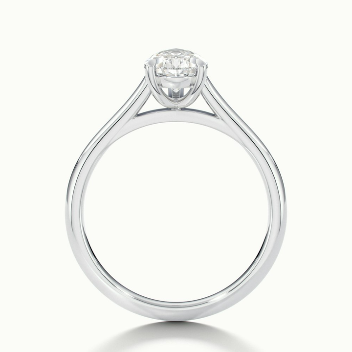 Avi 1.5 Carat Pear Shaped Solitaire Moissanite Diamond Ring in 10k White Gold