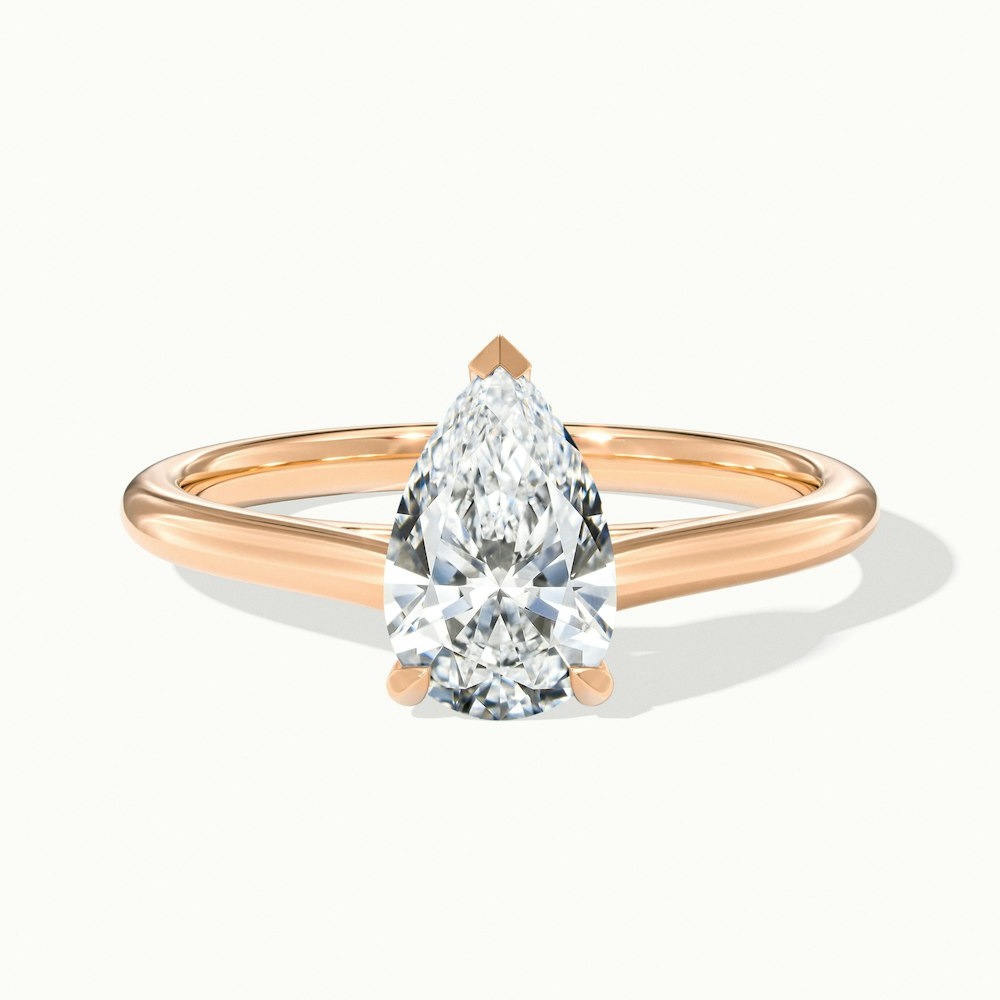 Avi 3.5 Carat Pear Shaped Solitaire Moissanite Diamond Ring in 18k Rose Gold