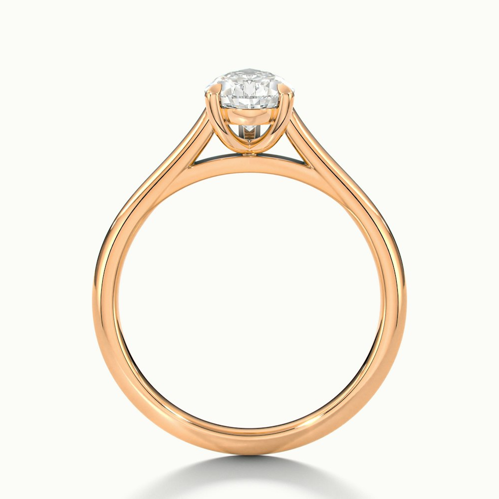 Avi 1 Carat Pear Shaped Solitaire Moissanite Diamond Ring in 18k Rose Gold