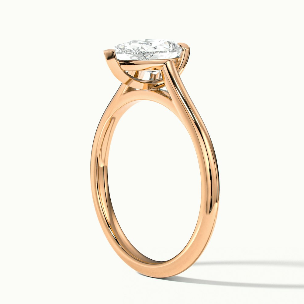 Avi 1 Carat Pear Shaped Solitaire Moissanite Diamond Ring in 18k Rose Gold
