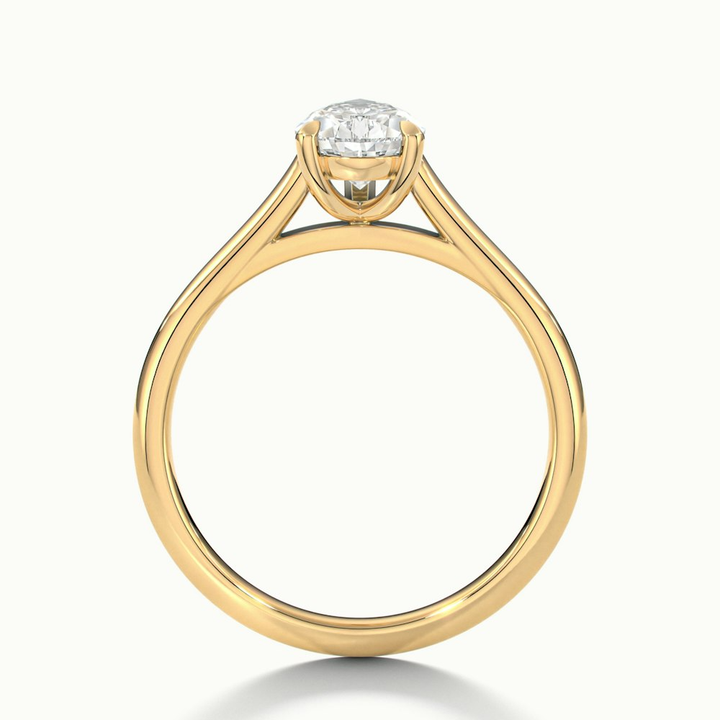 Cherri 4 Carat Pear Shaped Solitaire Lab Grown Engagement Ring in 10k Yellow Gold