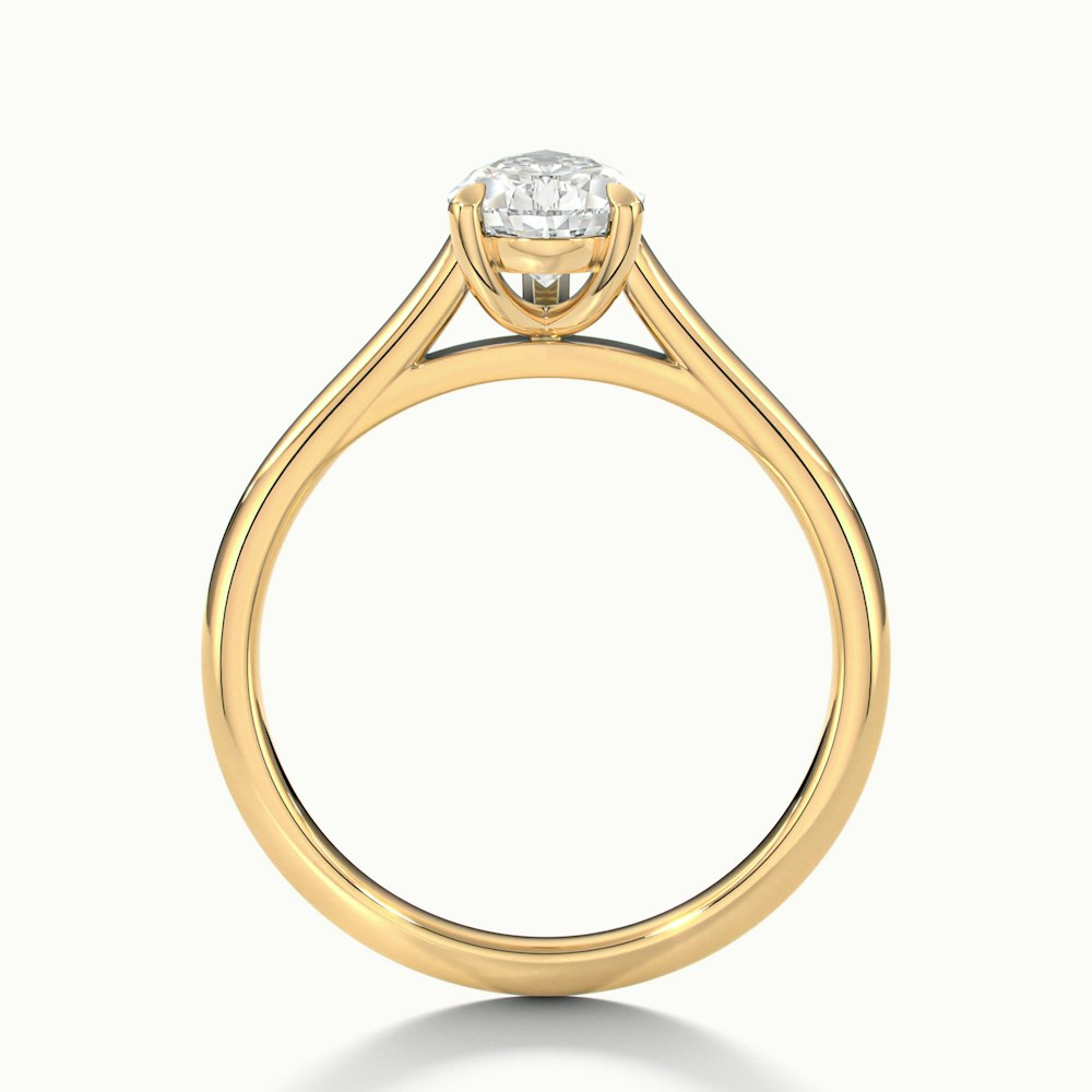 Avi 2.5 Carat Pear Shaped Solitaire Moissanite Diamond Ring in 14k Yellow Gold