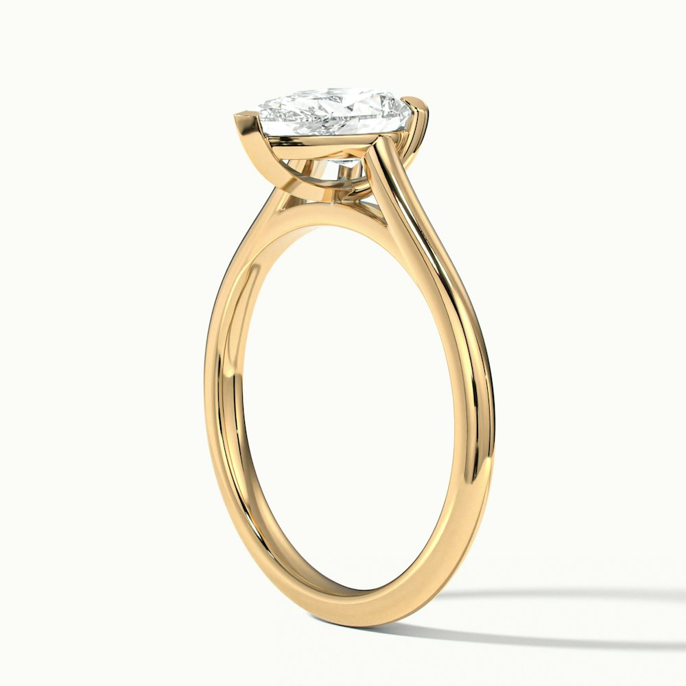 Avi 2.5 Carat Pear Shaped Solitaire Moissanite Diamond Ring in 14k Yellow Gold