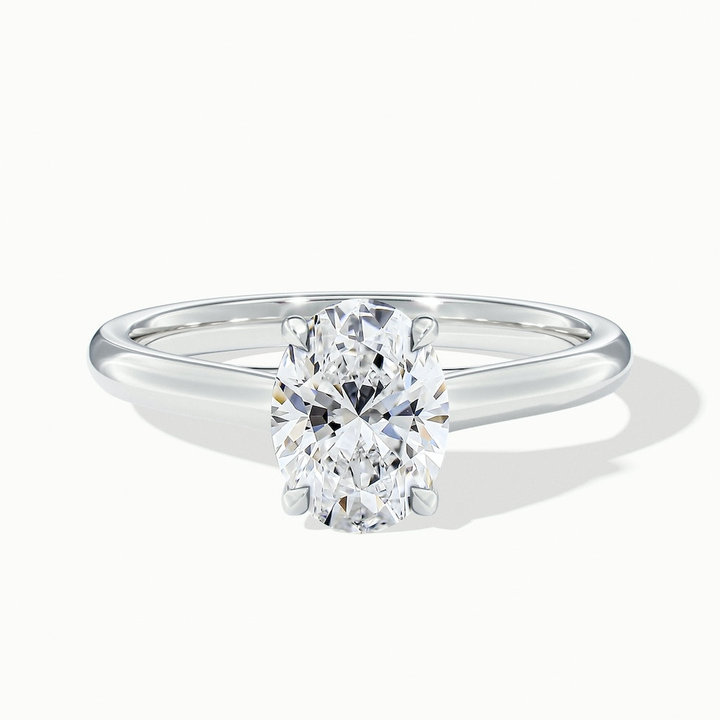 Aria 4 Carat Oval Solitaire Moissanite Diamond Ring in 14k White Gold