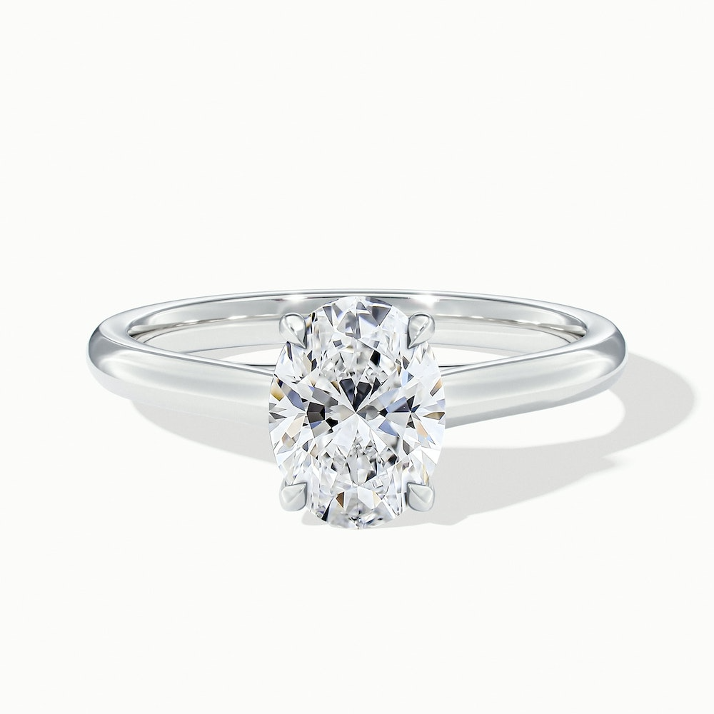 Cindy 4.5 Carat Oval Solitaire Lab Grown Engagement Ring in 18k White Gold