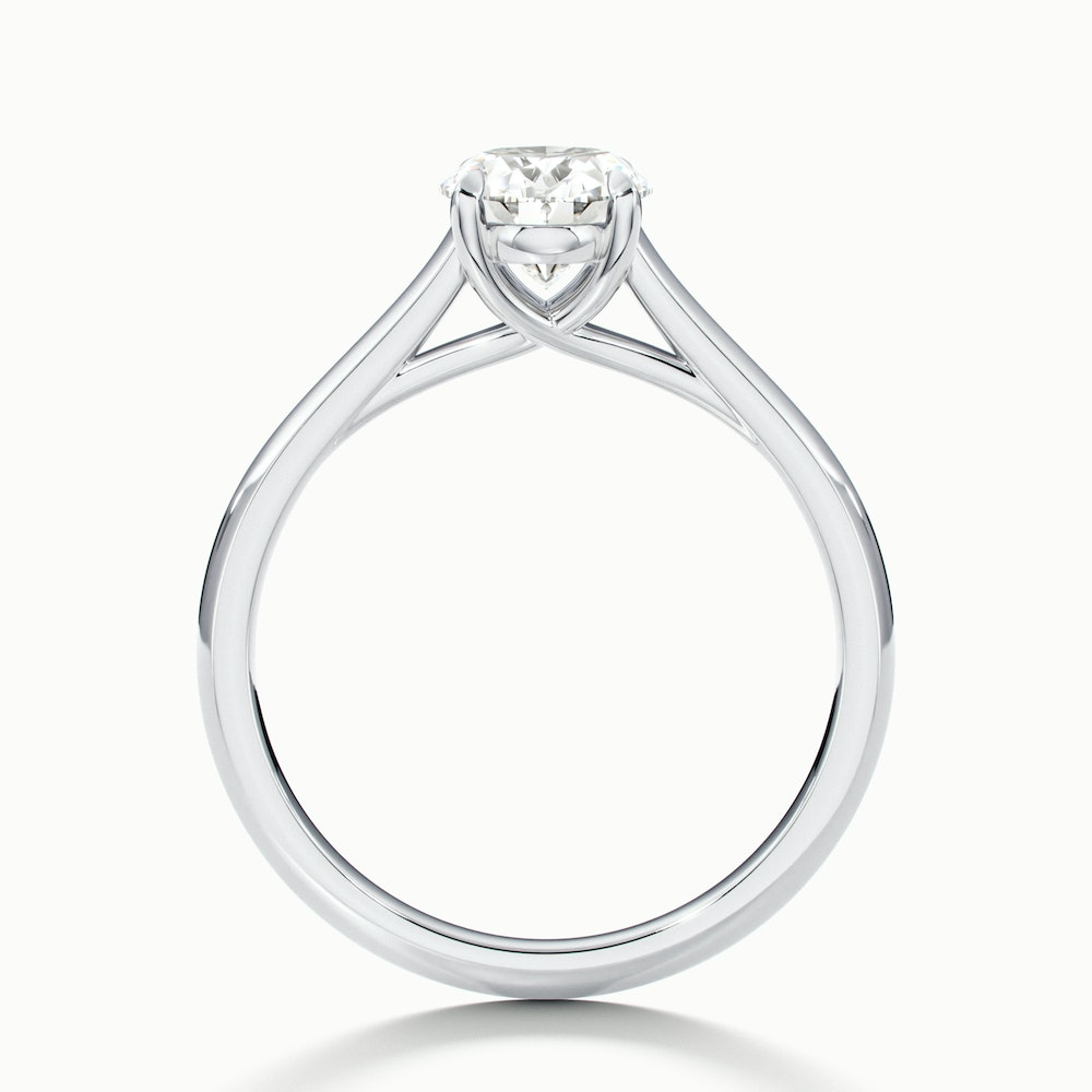 Aria 3 Carat Oval Solitaire Moissanite Diamond Ring in 18k White Gold