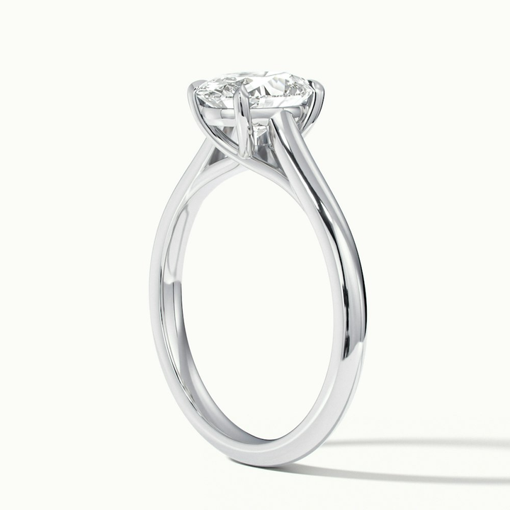 Cindy 4 Carat Oval Solitaire Lab Grown Engagement Ring in 14k White Gold