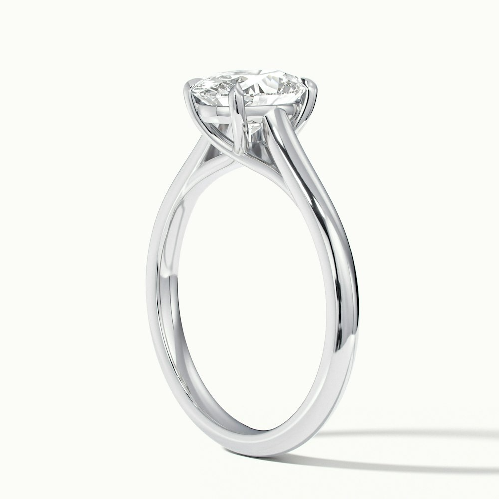Aria 4 Carat Oval Solitaire Moissanite Diamond Ring in 14k White Gold