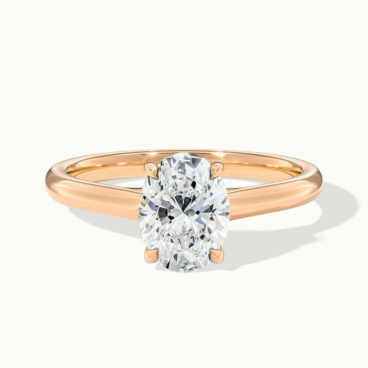 Cindy 3.5 Carat Oval Solitaire Lab Grown Engagement Ring in 14k Rose Gold