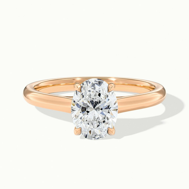 Aria 1 Carat Oval Solitaire Moissanite Diamond Ring in 18k Rose Gold