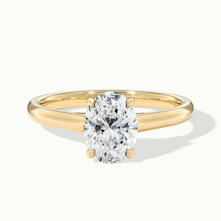 Cindy 2 Carat Oval Solitaire Lab Grown Engagement Ring in 10k Yellow Gold