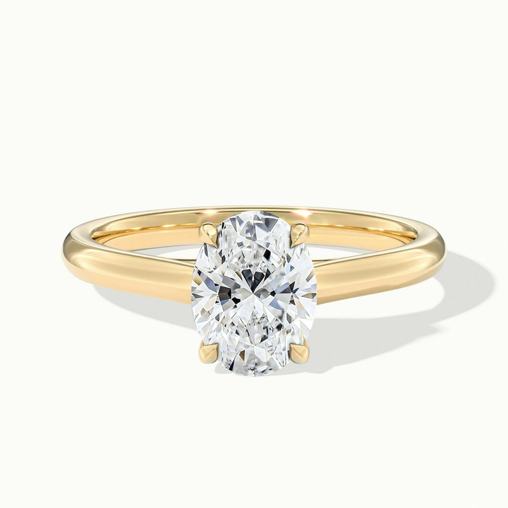 Cindy 4.5 Carat Oval Solitaire Lab Grown Engagement Ring in 10k Yellow Gold