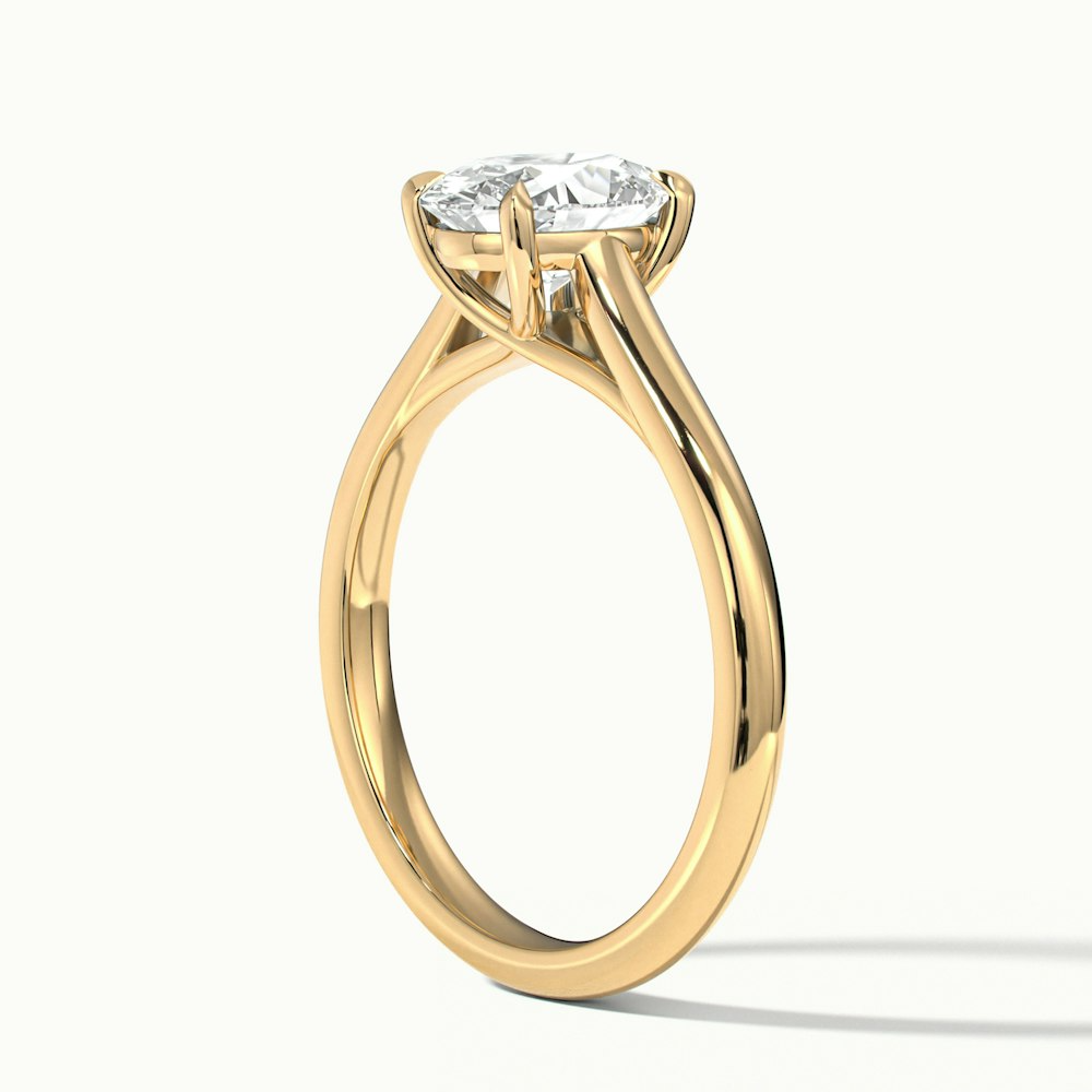 Cindy 2 Carat Oval Solitaire Lab Grown Engagement Ring in 14k Yellow Gold