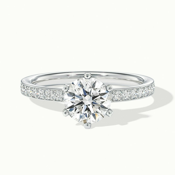 Eden 5 Carat Round Solitaire Pave Moissanite Engagement Ring in 10k White Gold