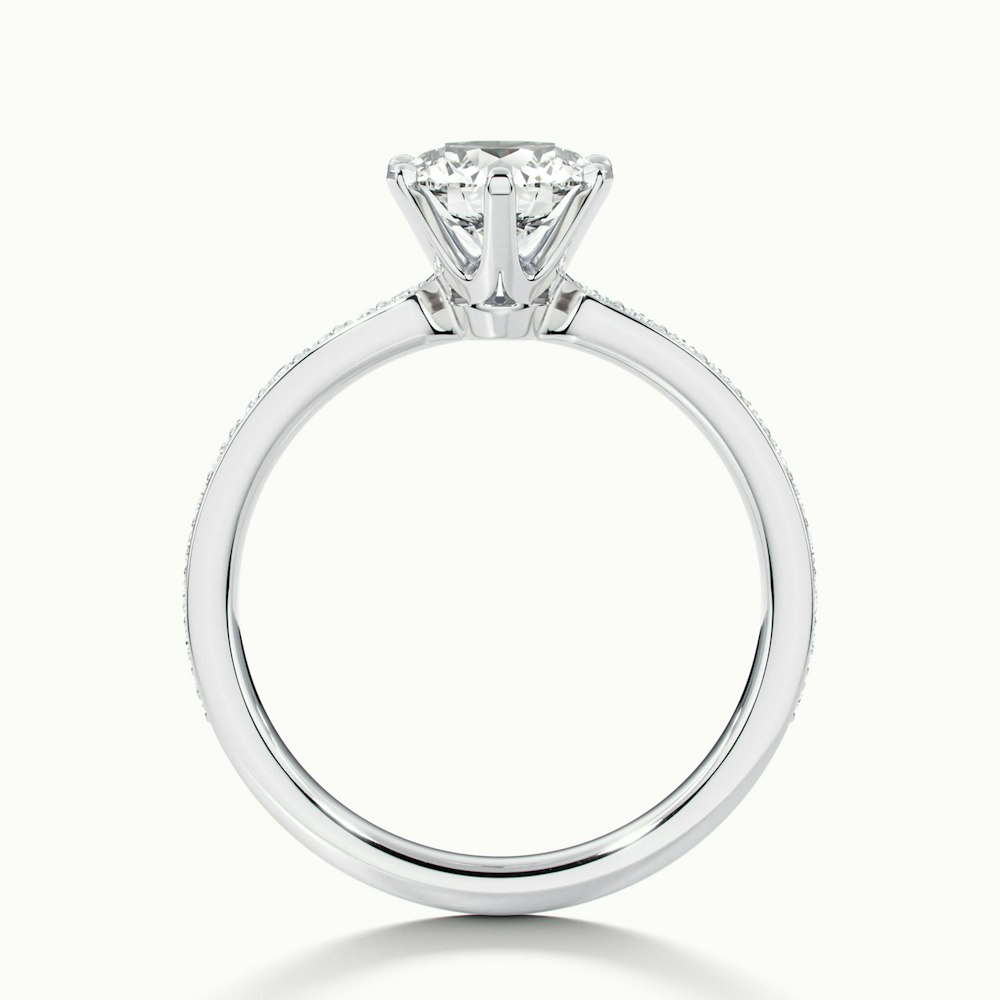 Claudia 2 Carat Round Solitaire Pave Lab Grown Diamond Ring in 18k White Gold