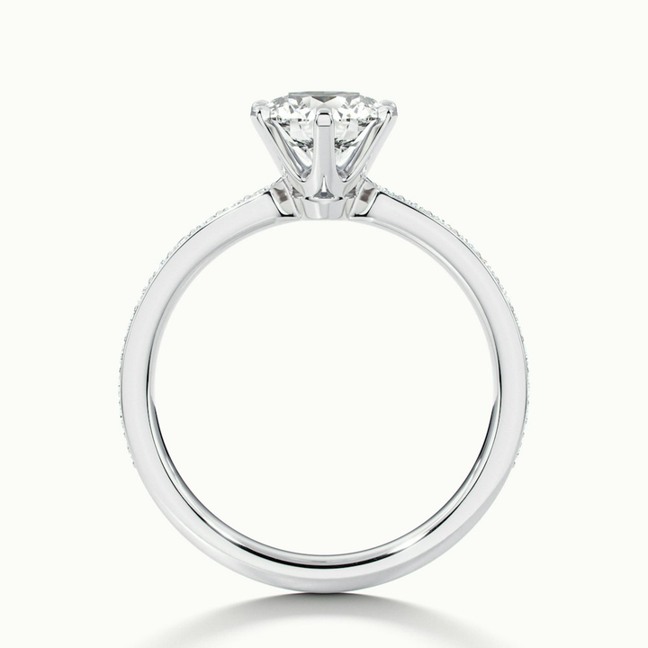 Claudia 4 Carat Round Solitaire Pave Lab Grown Diamond Ring in Platinum