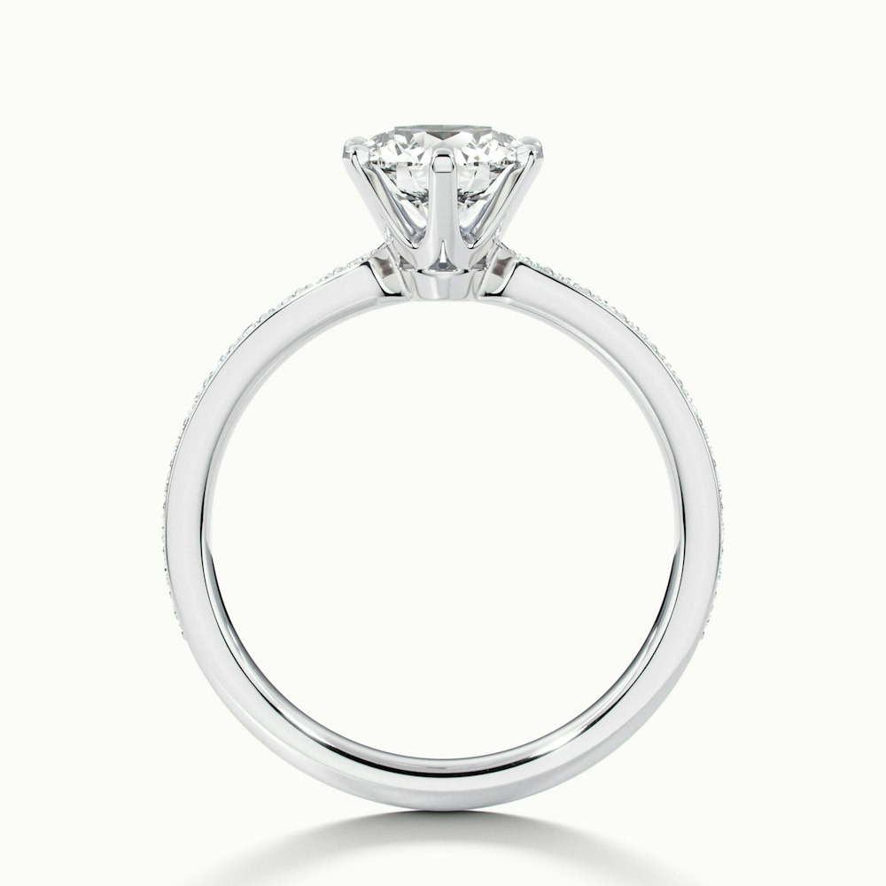 Claudia 1 Carat Round Solitaire Pave Lab Grown Diamond Ring in 18k White Gold