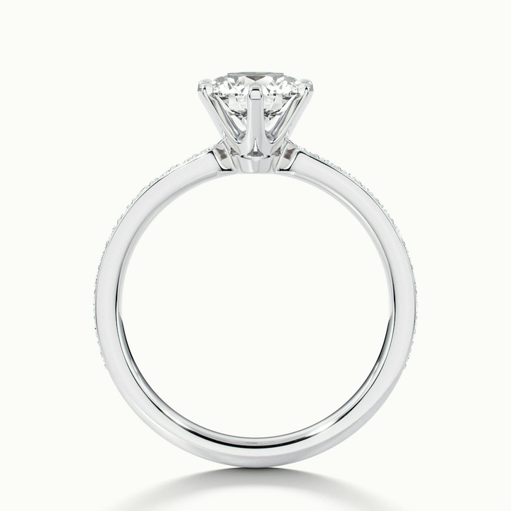 Claudia 1 Carat Round Solitaire Pave Lab Grown Diamond Ring in 18k White Gold