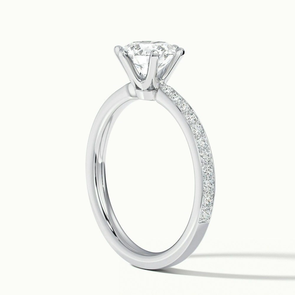 Eden 4.5 Carat Round Solitaire Pave Moissanite Engagement Ring in 18k White Gold