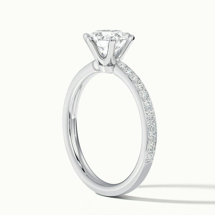 Eden 2 Carat Round Solitaire Pave Moissanite Engagement Ring in 18k White Gold