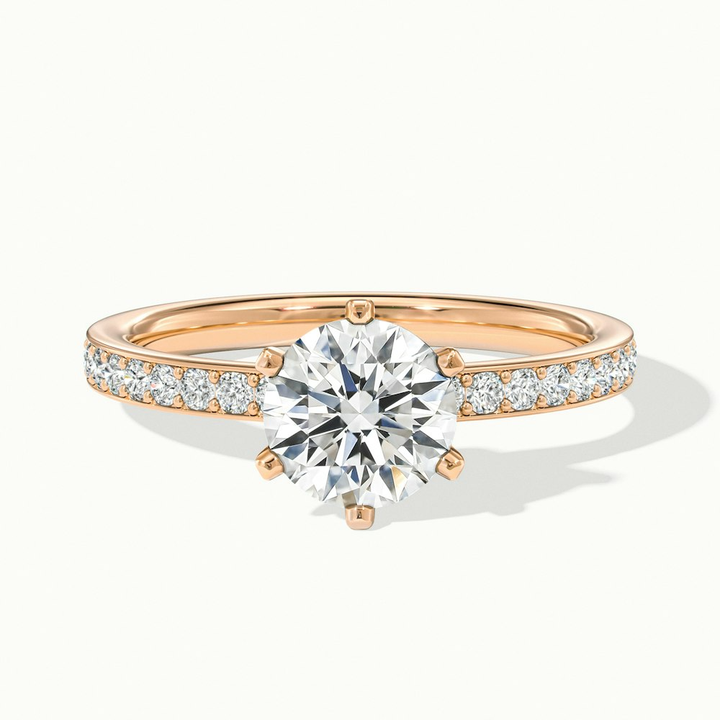 Eden 5.5 Carat Round Solitaire Pave Moissanite Engagement Ring in 14k Rose Gold