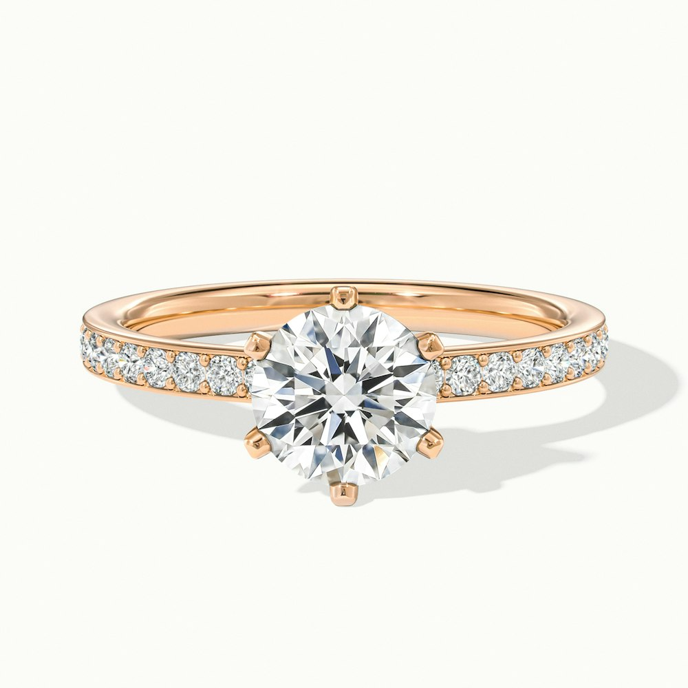 Claudia 2.5 Carat Round Solitaire Pave Lab Grown Diamond Ring in 18k Rose Gold