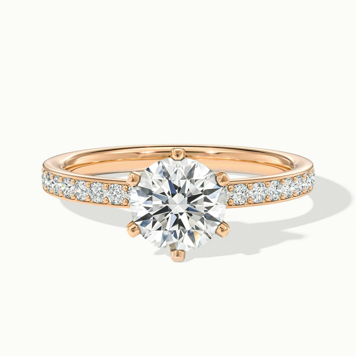 Claudia 1 Carat Round Solitaire Pave Lab Grown Diamond Ring in 18k Rose Gold