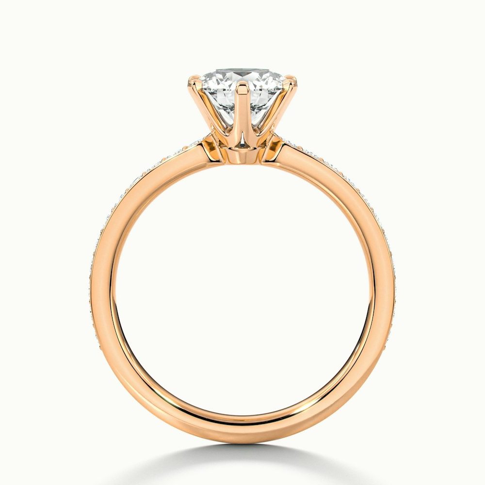 Claudia 1.5 Carat Round Solitaire Pave Lab Grown Diamond Ring in 10k Rose Gold