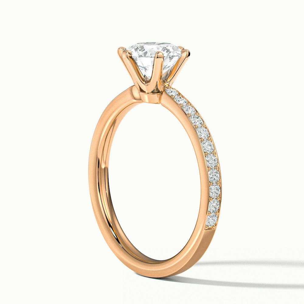 Claudia 2 Carat Round Solitaire Pave Lab Grown Diamond Ring in 14k Rose Gold