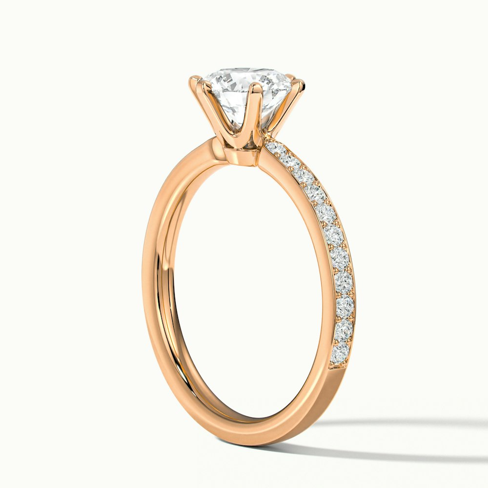 Claudia 1 Carat Round Solitaire Pave Lab Grown Diamond Ring in 14k Rose Gold