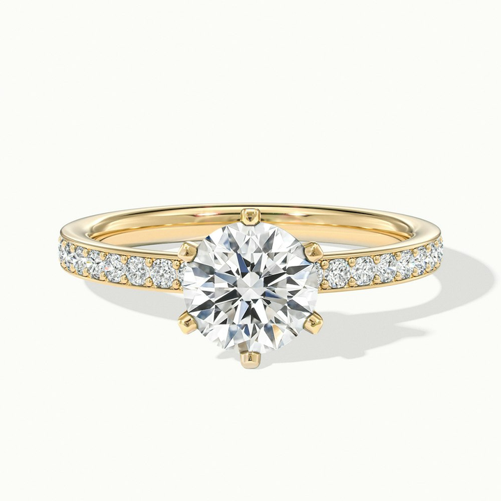 Eden 3 Carat Round Solitaire Pave Moissanite Engagement Ring in 18k Yellow Gold